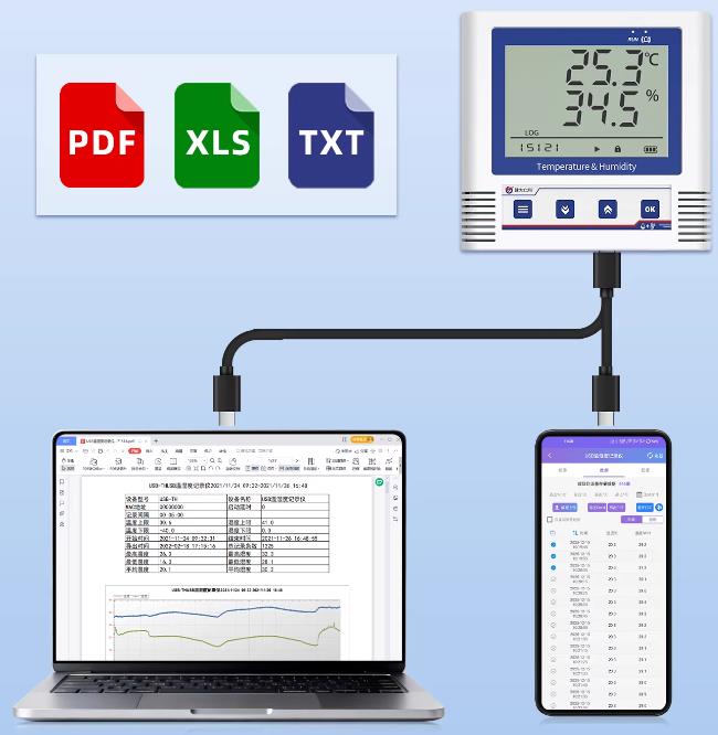 COS-03大屏USB温湿度记录仪系统框架图